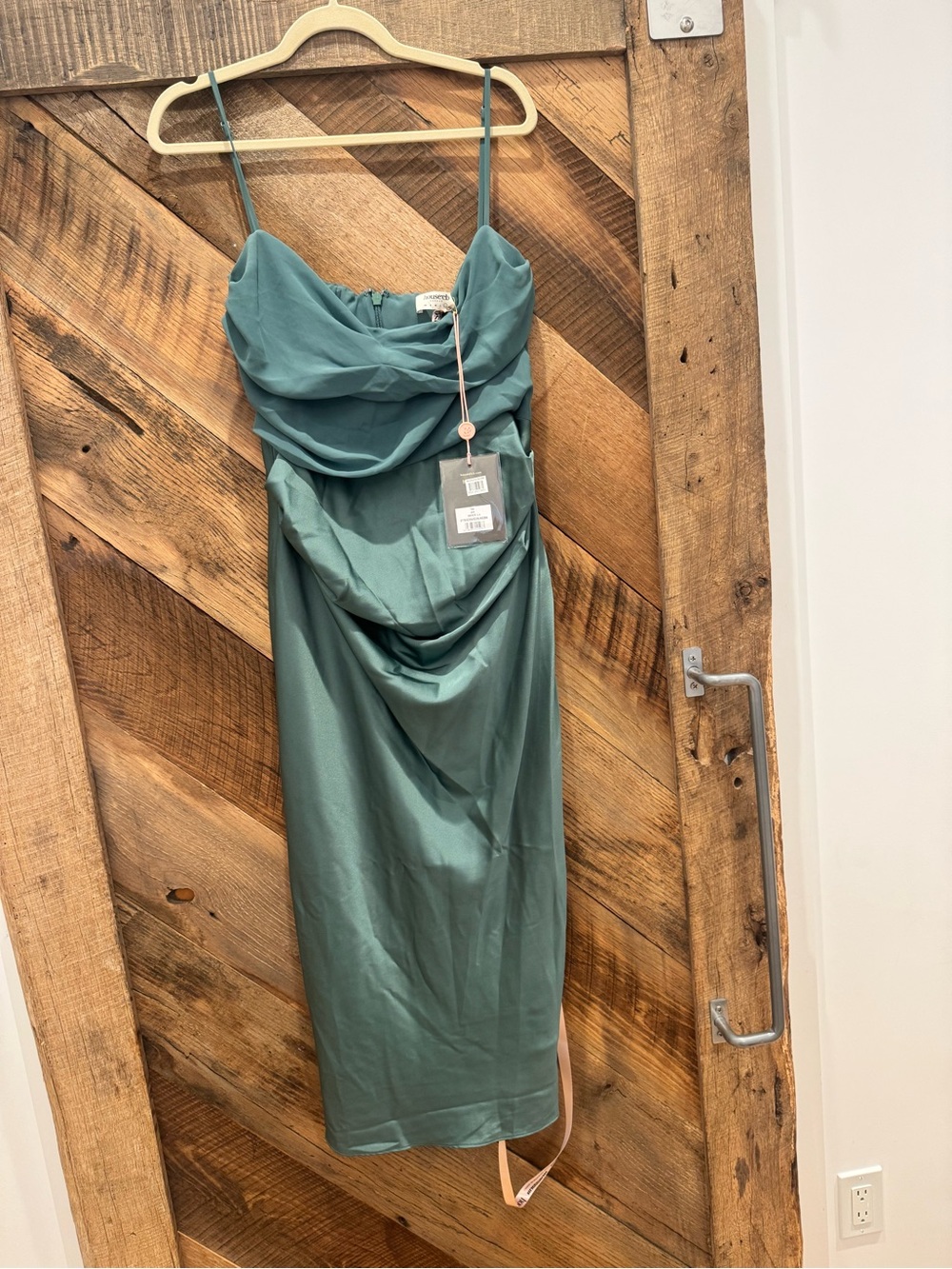 NWT House of CB Teia Pine Draped Cowl Neck Corset Midi Dress Size L+